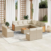 Set Divani da Giardino 12 pz con Cuscini Beige in Polyrattan 3260175