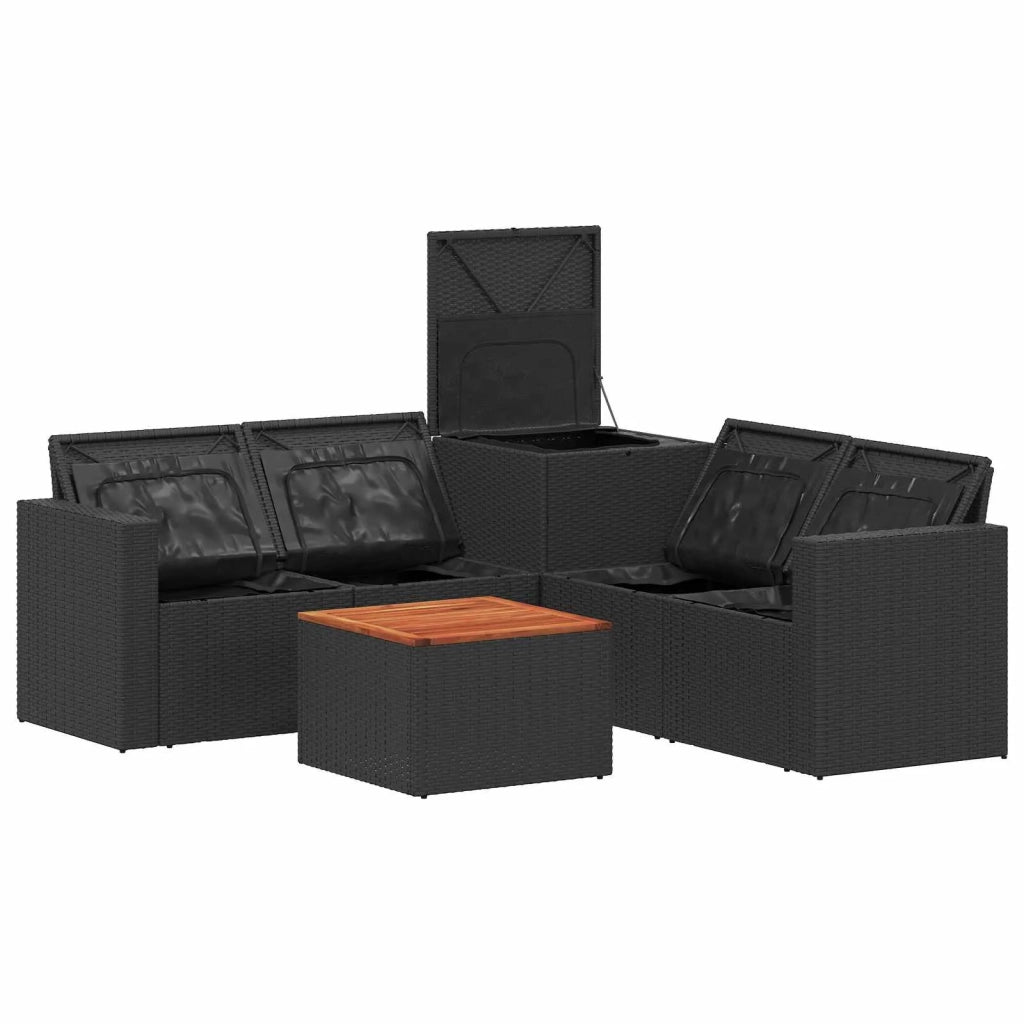Set di divani 6 pz Nero e Bianco Crema 3447398