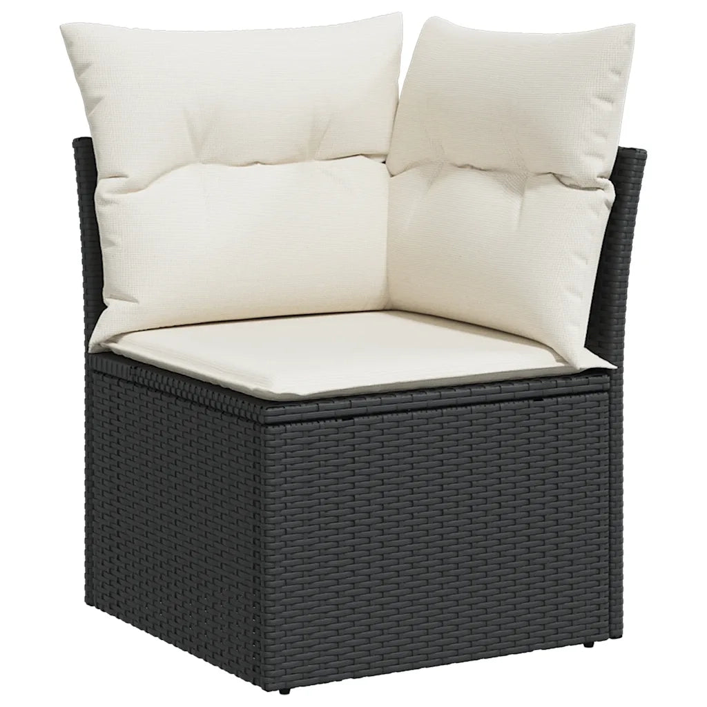Set Divano da Giardino 6 pz con Cuscini Nero in Polyrattan 3267256