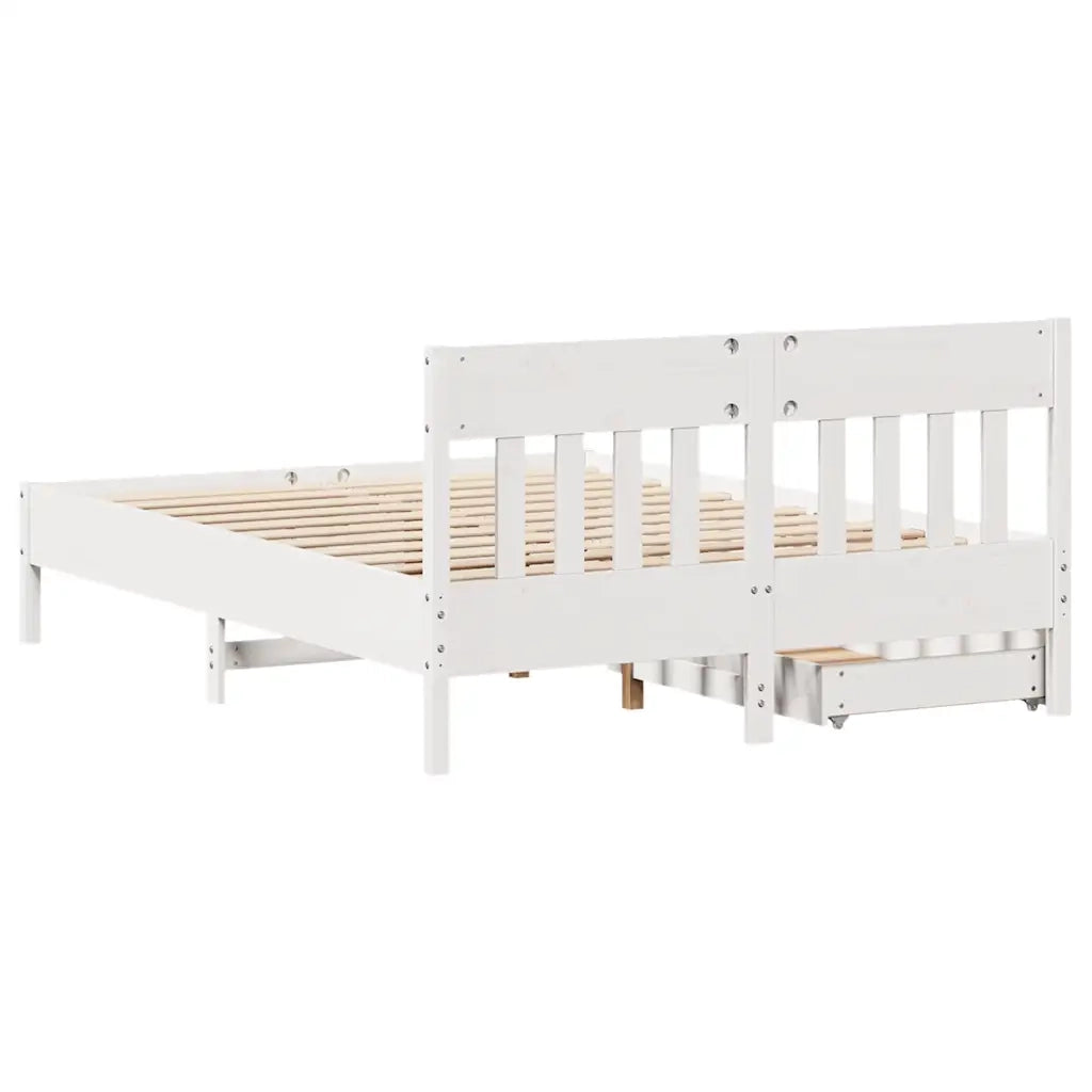 Letto senza Materasso-Struttura Letto Bianco 140x190 cm Legno Massello di Pino 673525