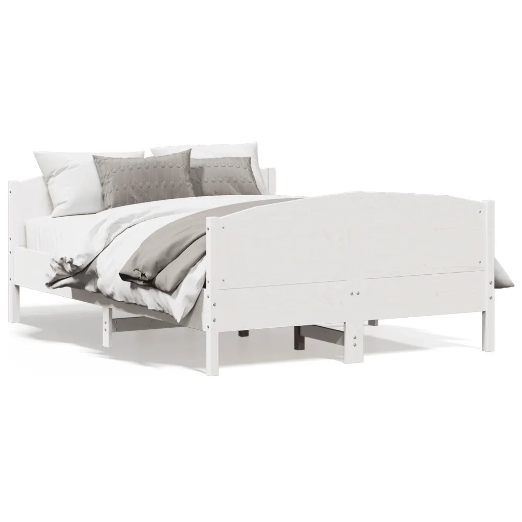 Letto matrimoniale | Letto per adulti | Letto senza Materasso Bianco 120x190 cm Legno Massello di Pino