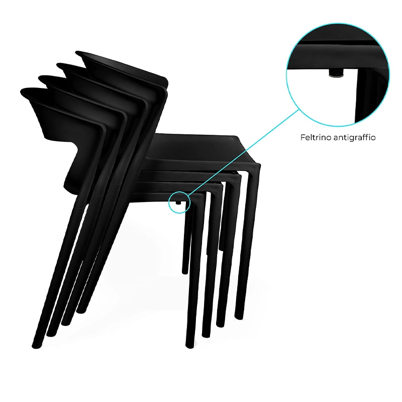 Set di 2 sedie impilabili in plastica nera – Gaia - SD10GAPP