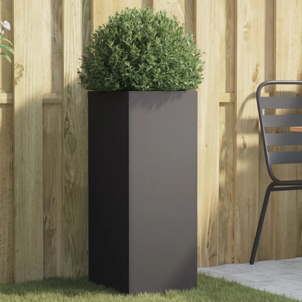 Fioriera-Vaso da Esterno-Contenitore per Piante Nera 32x29x75 cm in Acciaio