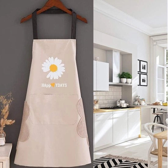 Cucina 2-in-1 per Donna e Uomo, Grembiule da Cucina con Tasca Grande, Impermeabile, Adattabile al Collo, per la Cucina, la Cottura, la Pittura e il Lavoro di Casa, Nero e Bianco