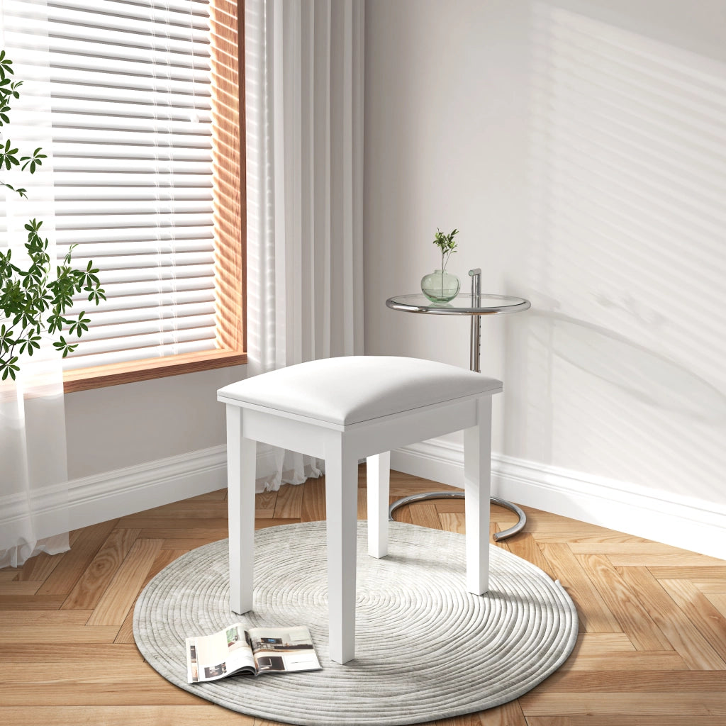 Sgabello Imbottito da Trucco ¨C MINIMAL ¨C Seduta Quadrata, Velluto, Beige