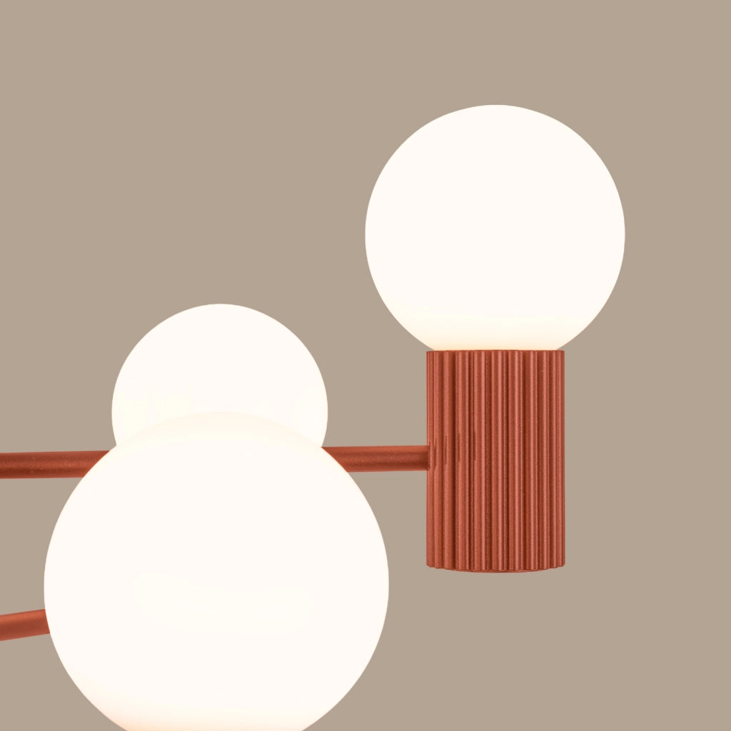 Lampadario HALO 6 rosso ocra