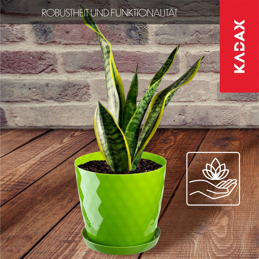 Vaso da fiori KADAX con supporto, coperchio rotondo, plastica, verde, 30 cm