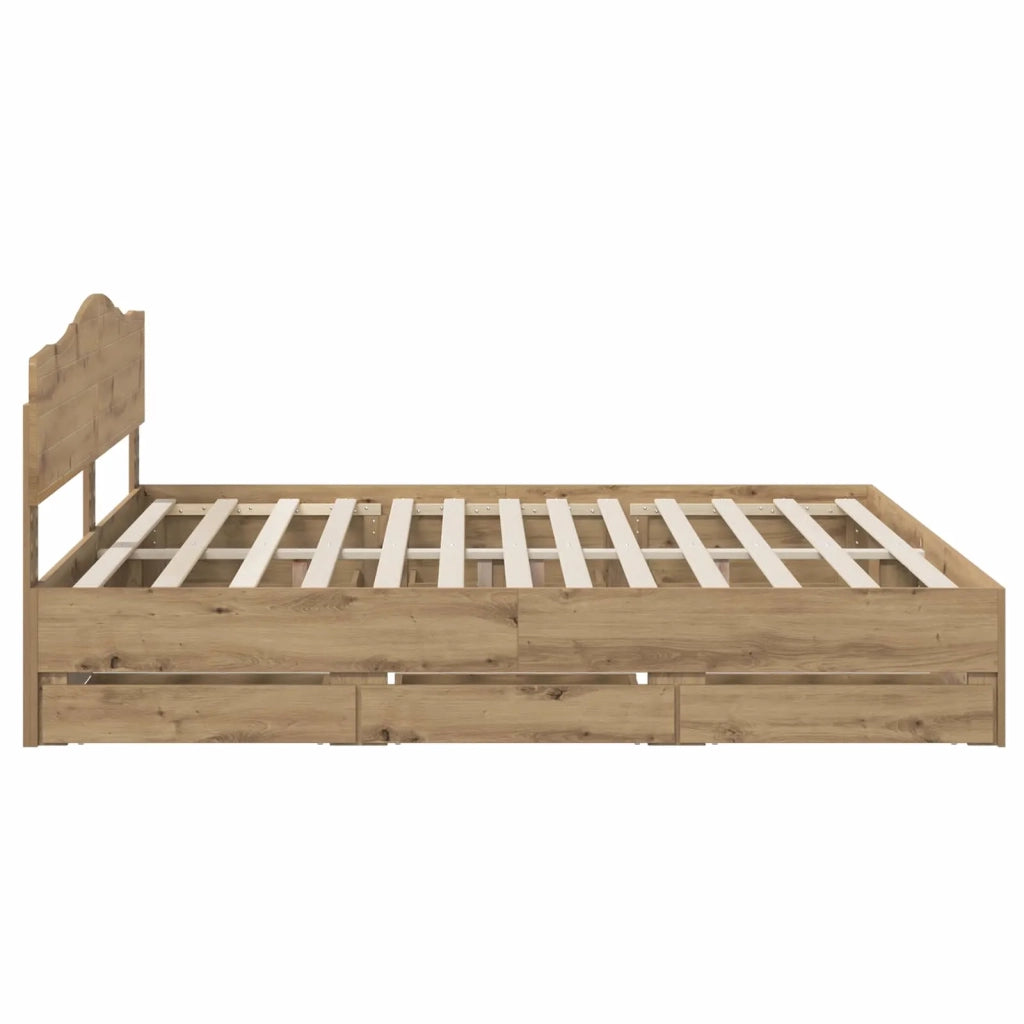 Bed Frame with Storage and Headboard Artisan Oak 180 x 200 cm 3445830