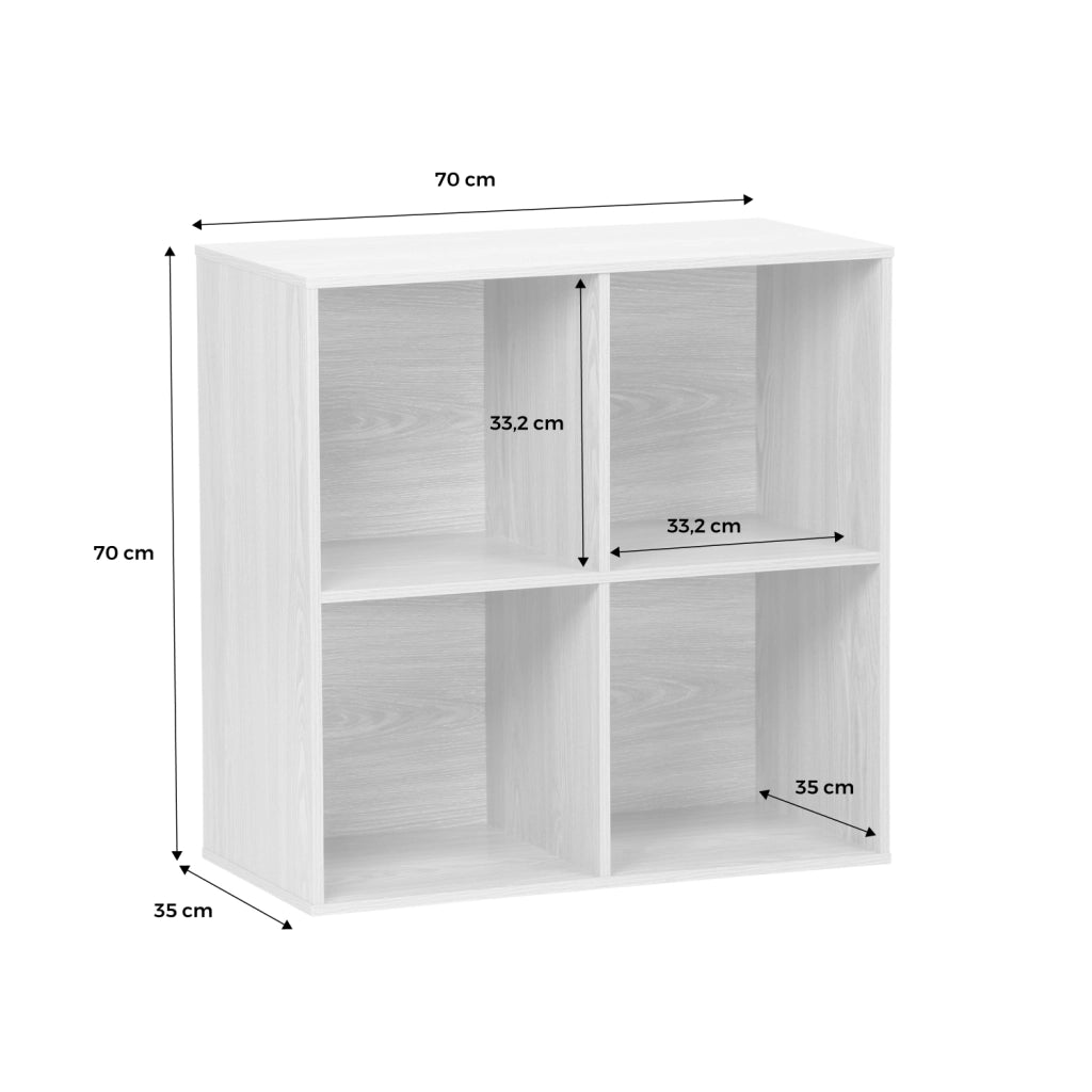 Libreria modulare in legno con 4 scomparti, bianco