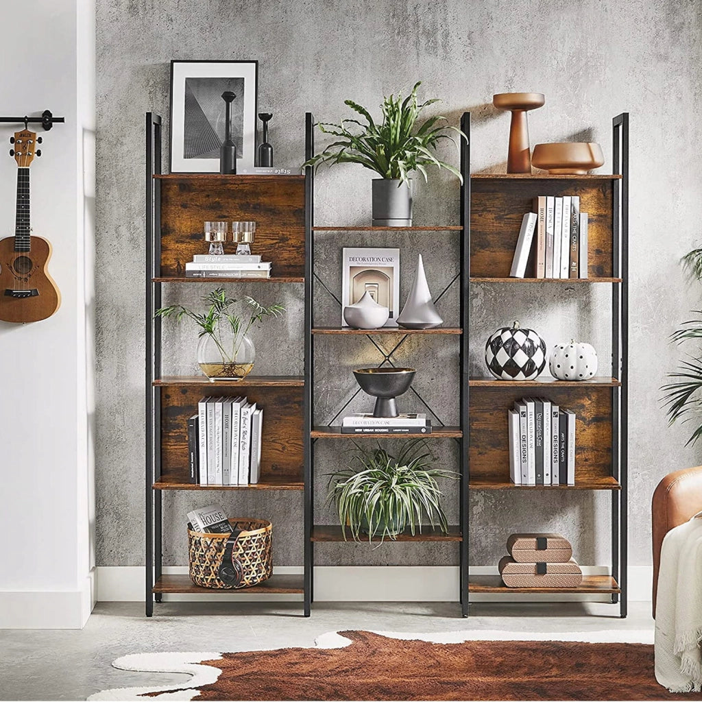 Libreria Valora SHELF CABINET in stile loft rustico marrone 14 ripiani