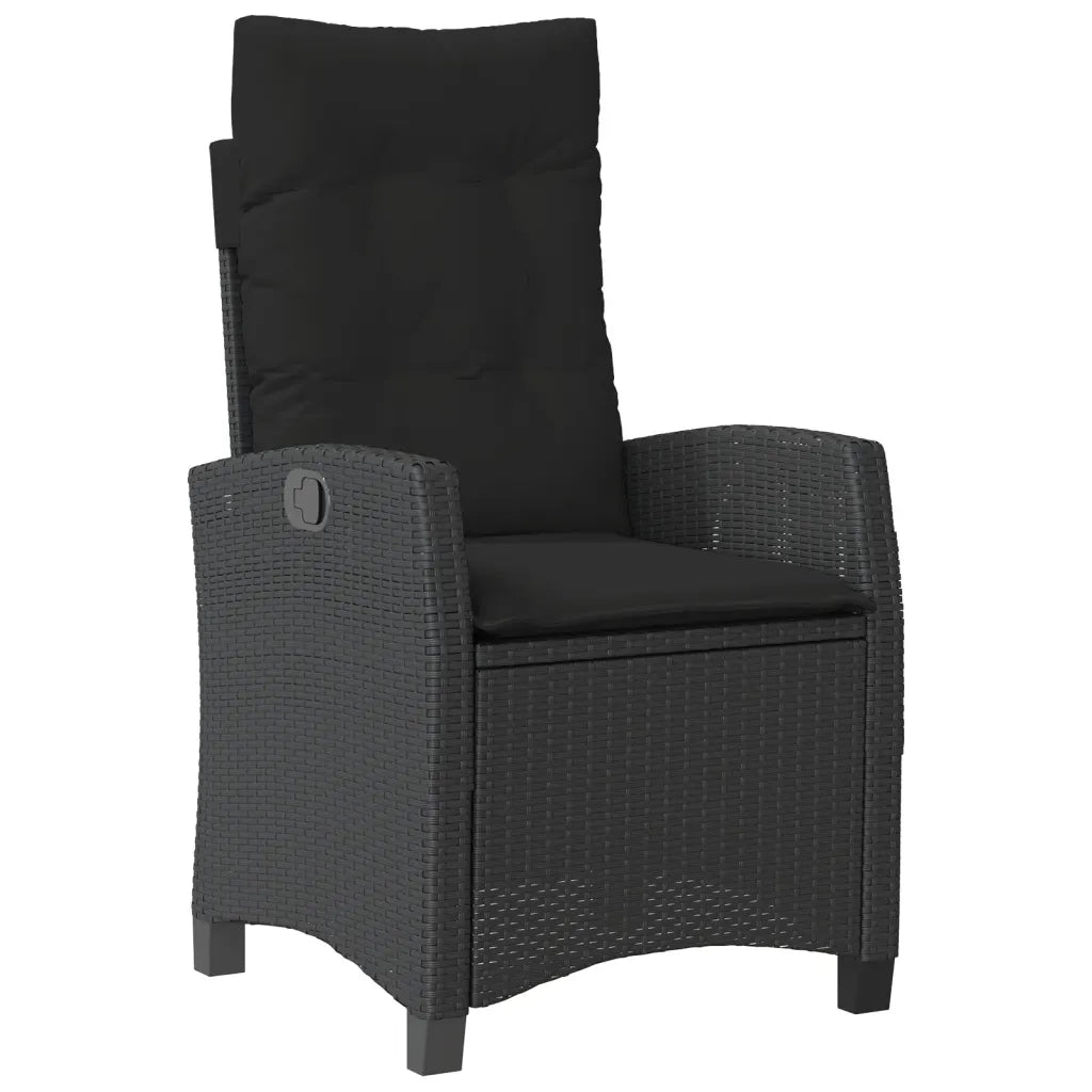 Set da Pranzo da Giardino 9 pz con Cuscini Nero in Polyrattan 3212669