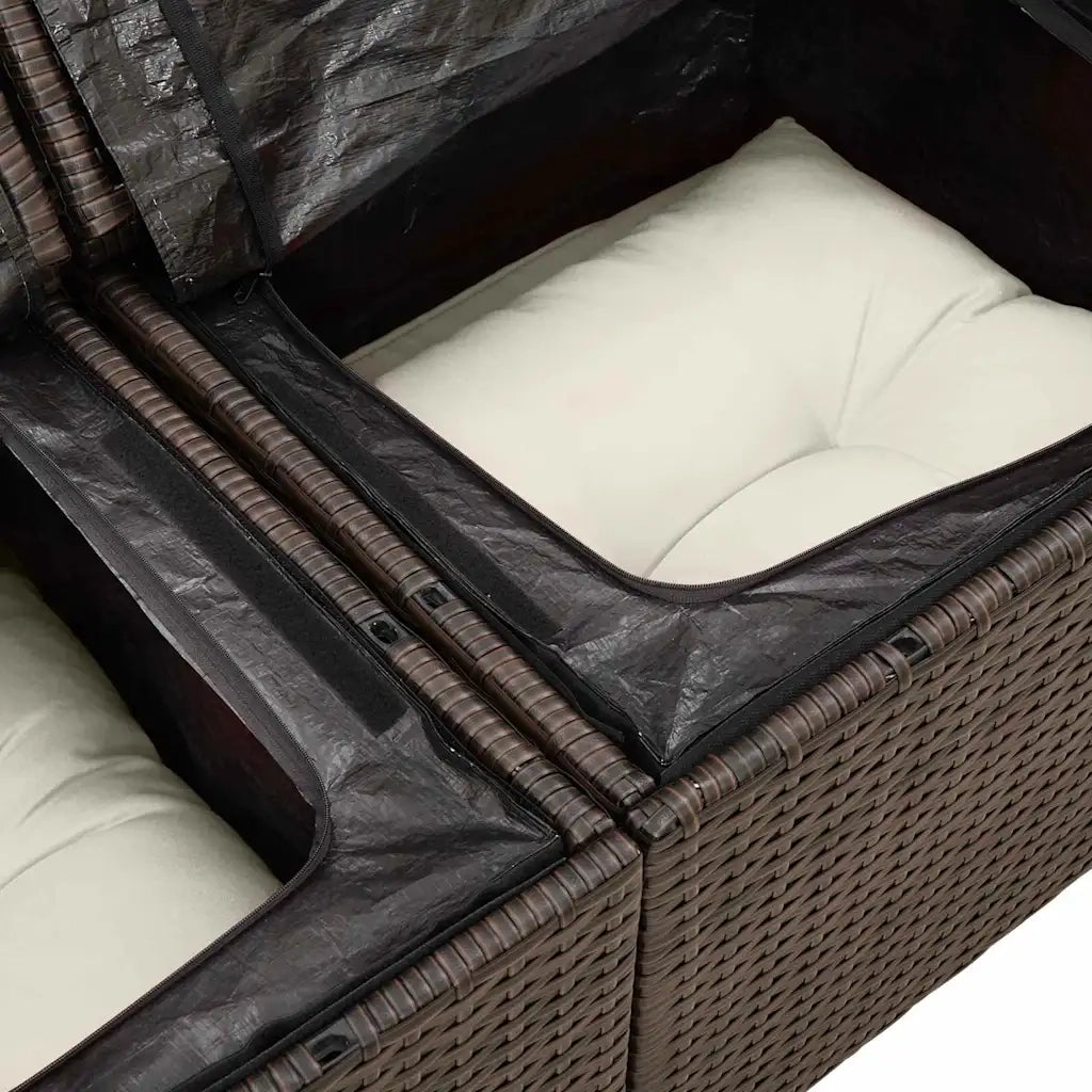 Set Divano da Giardino 8 pcs Marrone Rattan in Polipropilene