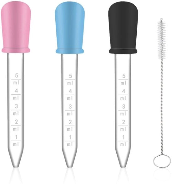 Pipetta a gocce 5 ml - Pipette a silice - Pipette a plastica - Set di spazzola per pulizia - Ampia applicazione - Facile da smontare - Pipetta a gocce