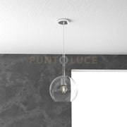 SOSPENSIONE CROMO 1 LUCE MEDIA TRASPARENTE 1155CR-SM-TR