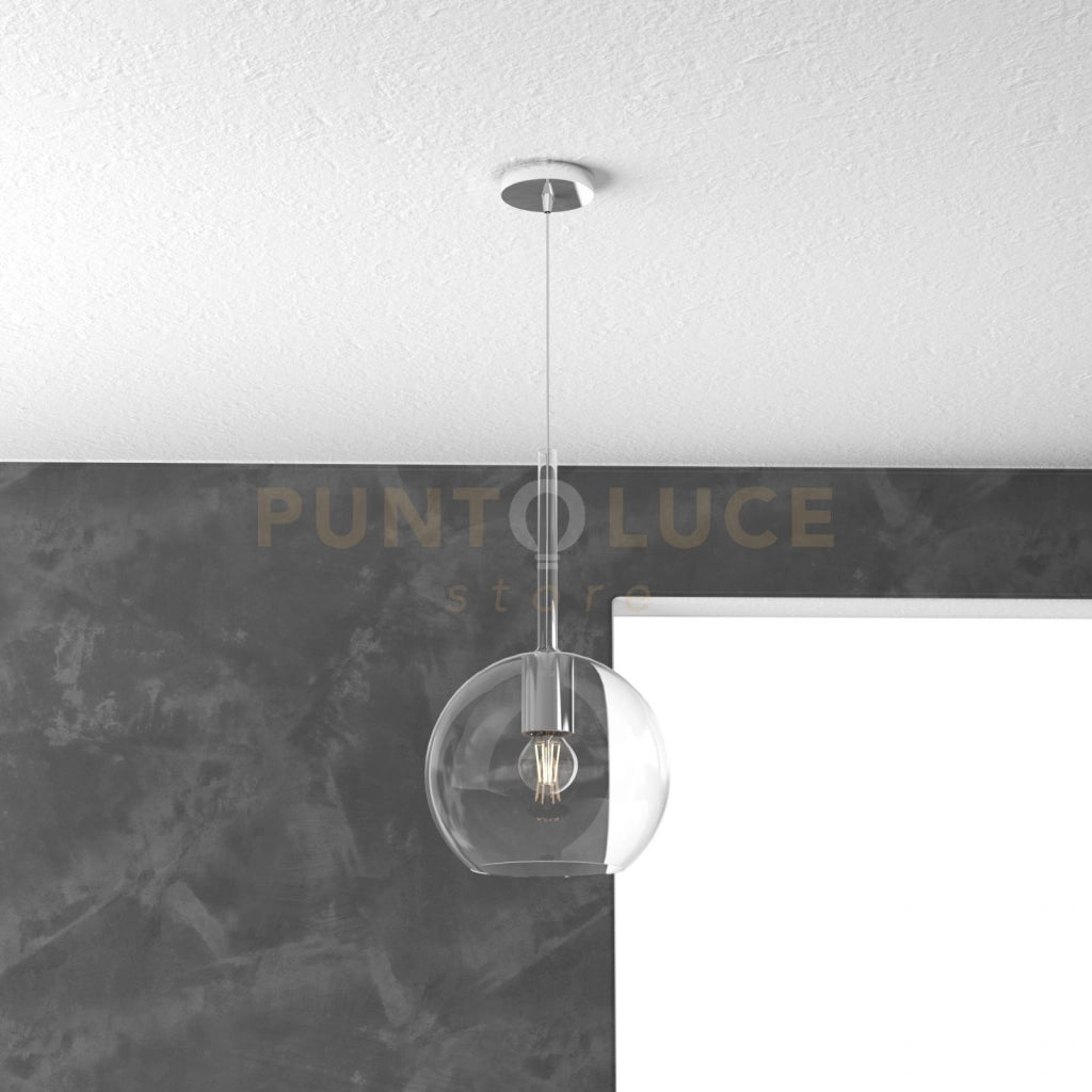 SOSPENSIONE CROMO 1 LUCE MEDIA TRASPARENTE 1155CR-SM-TR