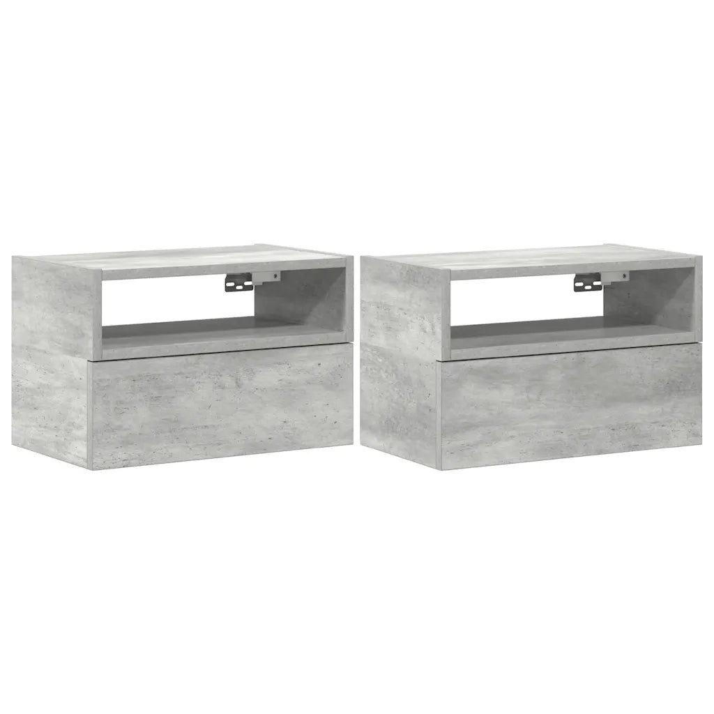 Comodini a Muro 2 pz Grigio Cemento 45x26x28,5 cm 858603
