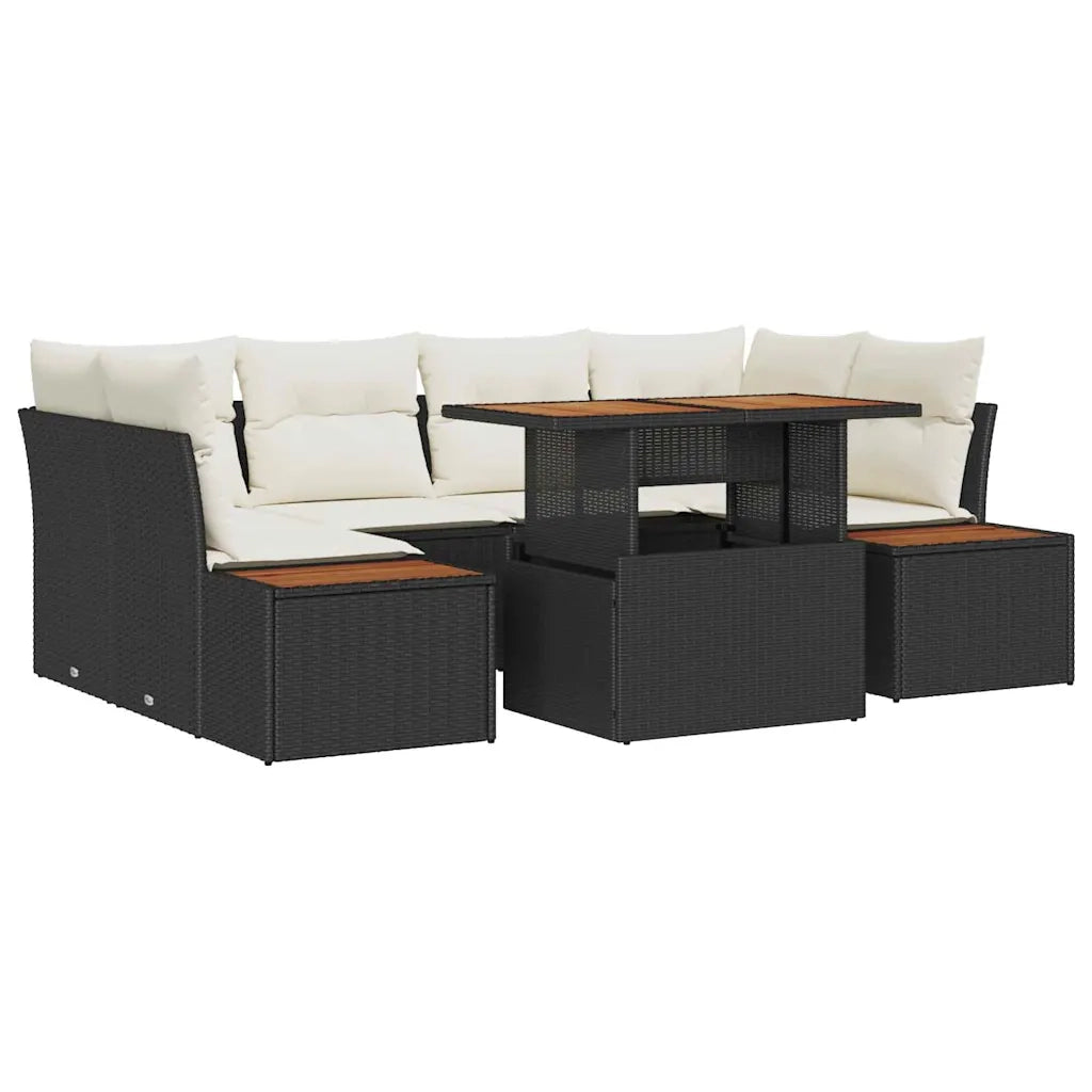 Set da Pranzo per Giardino con cuscino 9 pcs Nero e Beige 3350034
