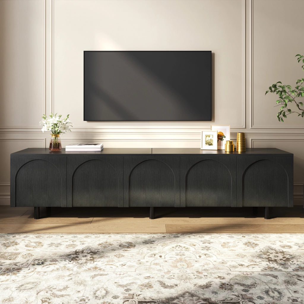 Lowboard per TV nero in MDF lunghezza 180 cm