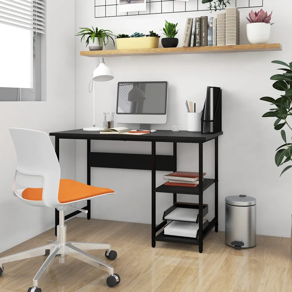 Scrivania | Tavolo da Ufficio per Computer Nera 105x50x72 cm in MDF e Metallo