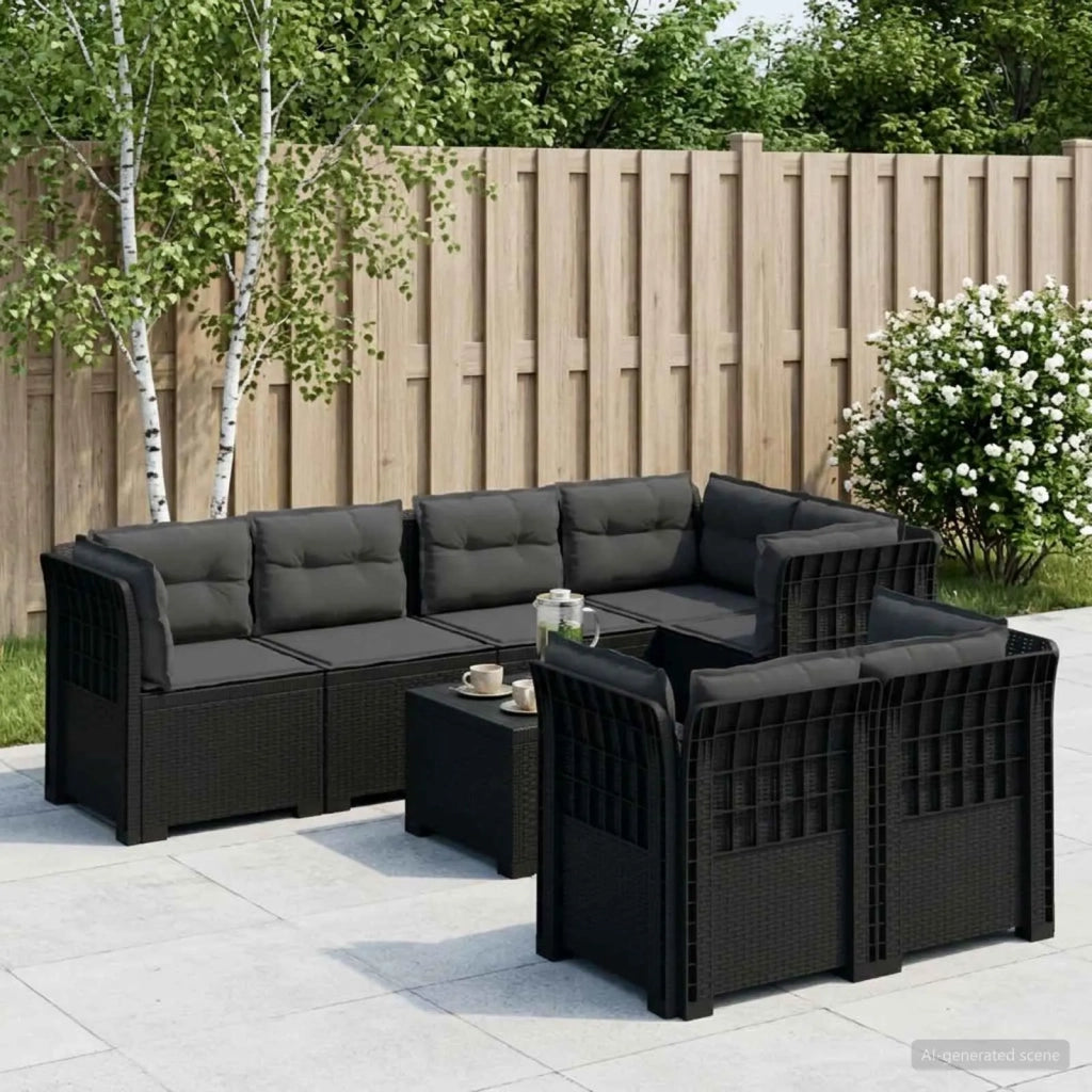 Divano 7 Posti da Giardino con Cuscini Aspetto Rattan PP 3444159