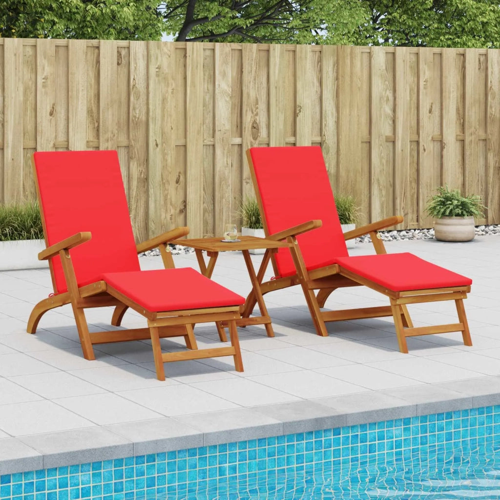 Lettino prendisole reclinabile e pieghevole 3 pcs Rosso 3415412