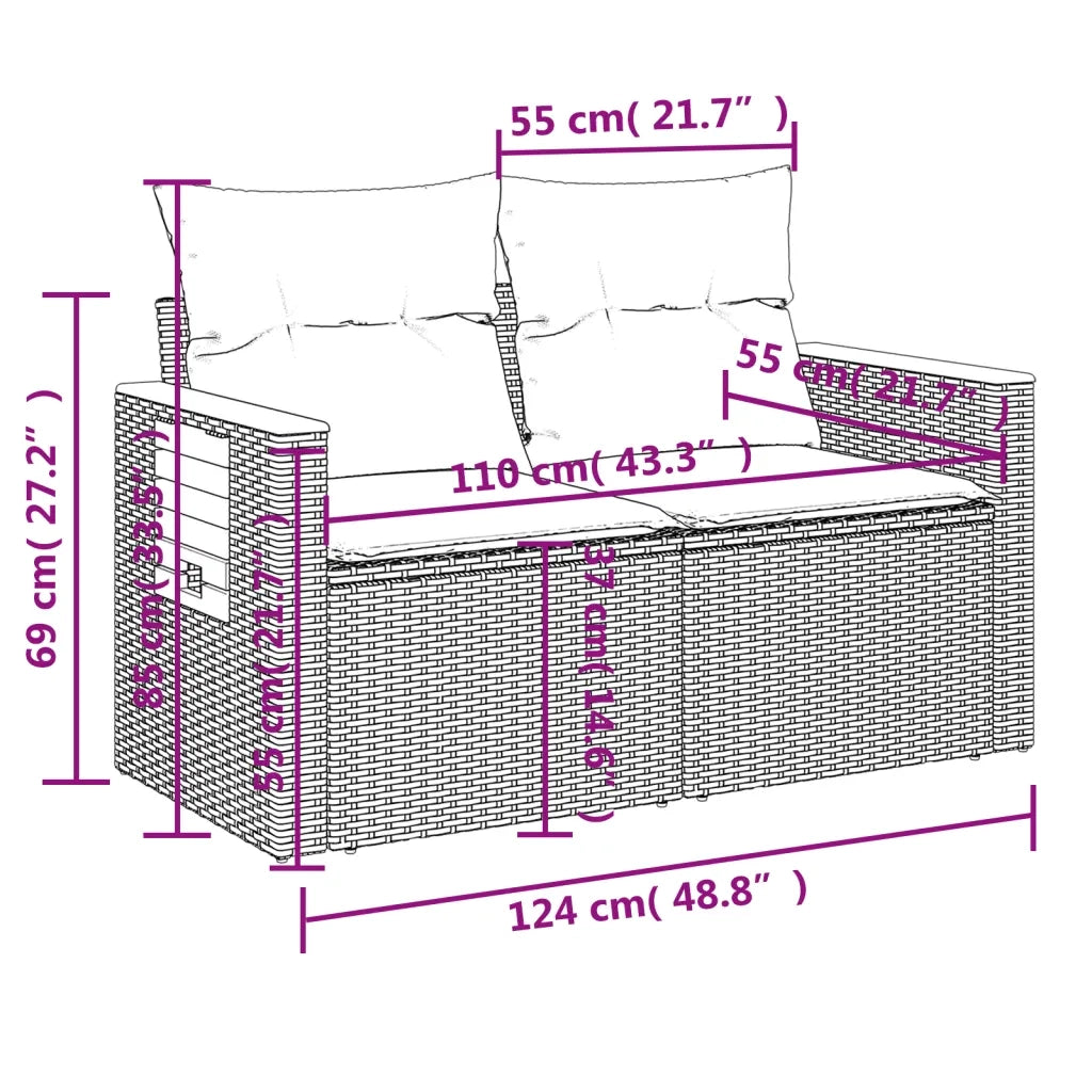 Set Divani da Giardino 5 pz con Cuscini in Polyrattan Nero 3226797