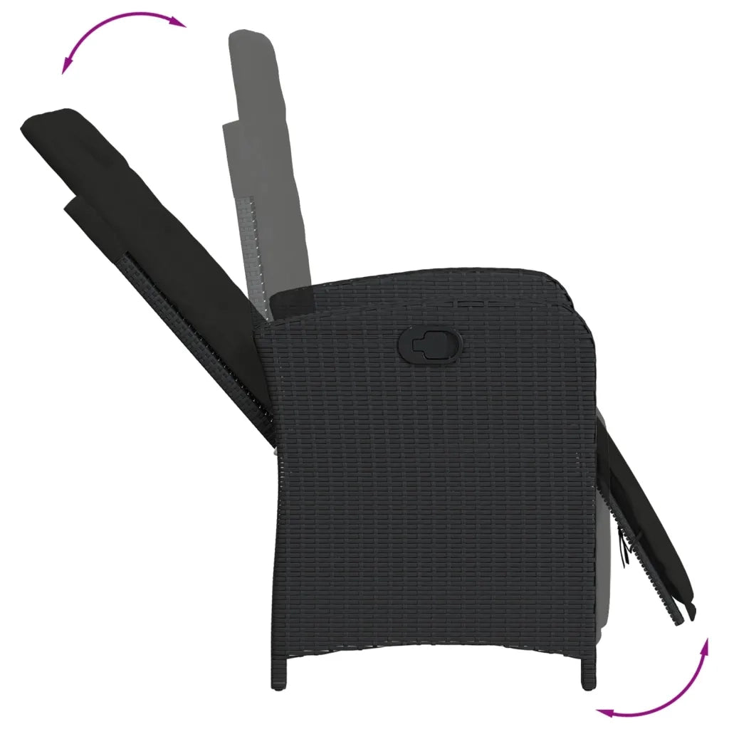 Set da Pranzo da Giardino 7 pz Nero con Cuscini in Polyrattan 3212540