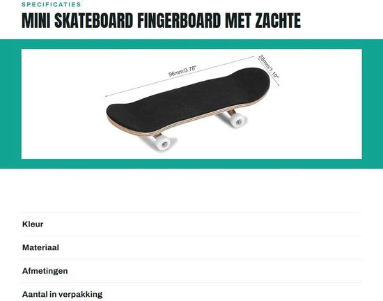 Tavola Skateboard Mini - Deck in Legno - Pieno di Pad Sottile - Ruote con Lame in Acciaio - Costruzione a Cassetta - 96 x 28 mm - Ammortizzazione di Shock