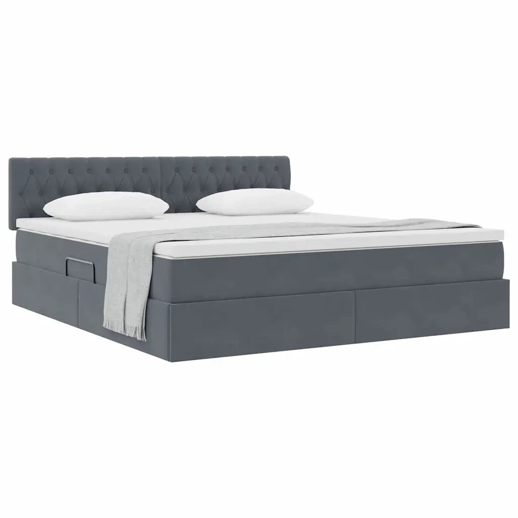 Letto con Contenitore Grigio scuro 160 x 200 cm Velluto