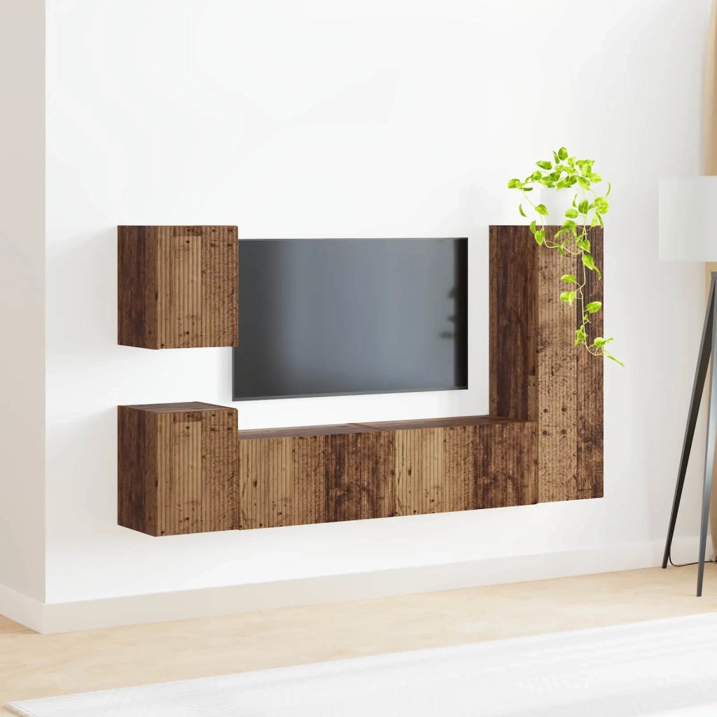 Set mobile TV 4 pcs Legno vecchio Legno multistrato