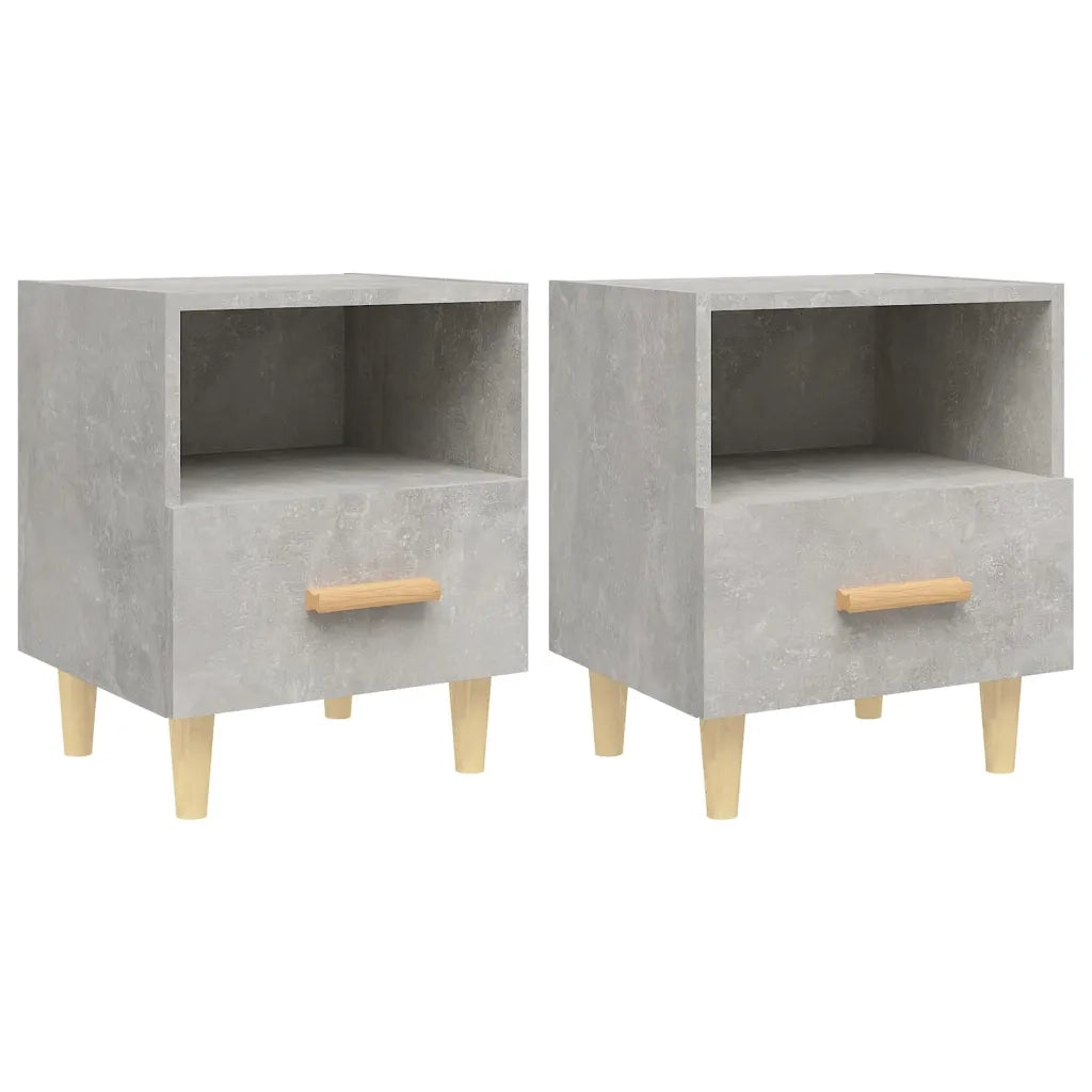 Comodini 2 pz-Set di 2 Tavolino da notte Grigio Cemento 40x35x47 cm