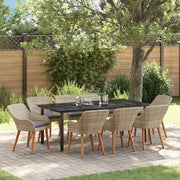 Set da Pranzo per Giardino 9 pcs Grigio chiaro polyrattan 3261718