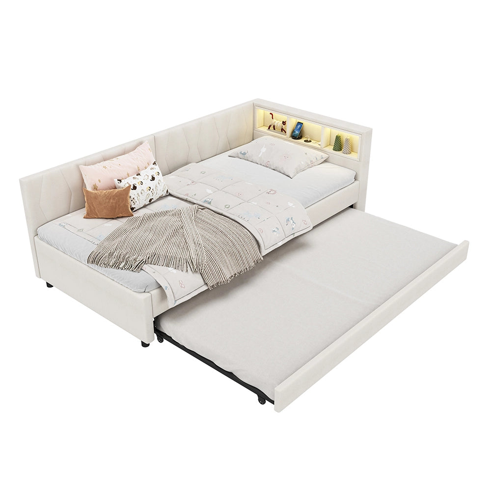 Daybed - Xylo - 90x200 cm LED USB contenitore beige