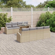 Set Divano da Giardino 9 pcs Beige Rattan in Polipropilene 3357343