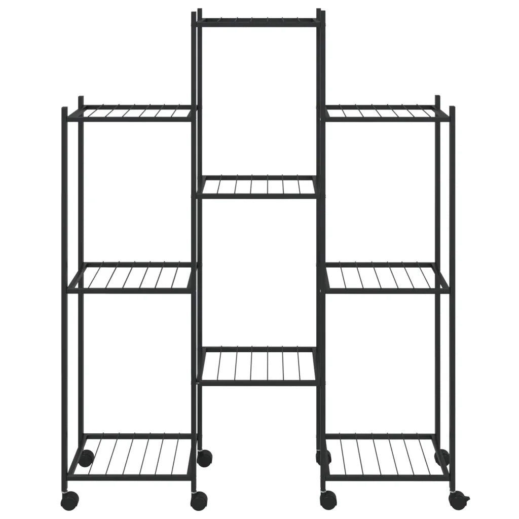 Fioriera pratica su ruote 83 x 25 x 104 cm design moderno per interni ed esterni ferro nero 02_0047090