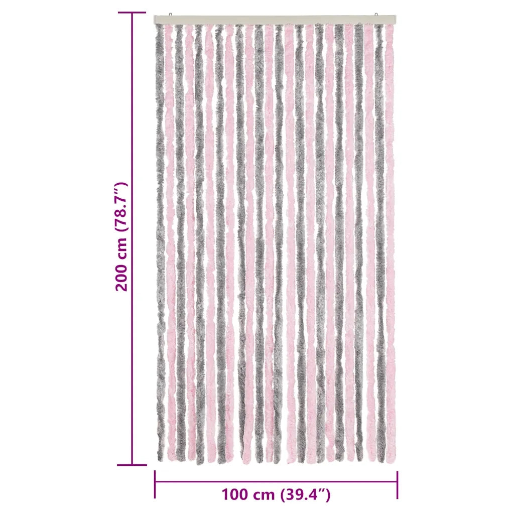 Tenda Antimosche Grigio Argento e Rosa 100x200 cm in Ciniglia 377364