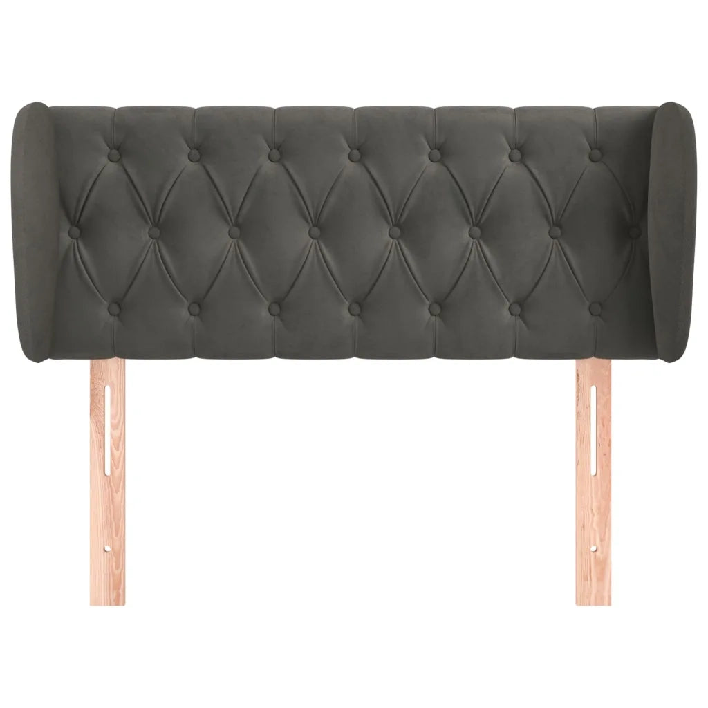 Testiera | Testata ad Orecchio Grigio Scuro 103x23x78/88 cm in Velluto