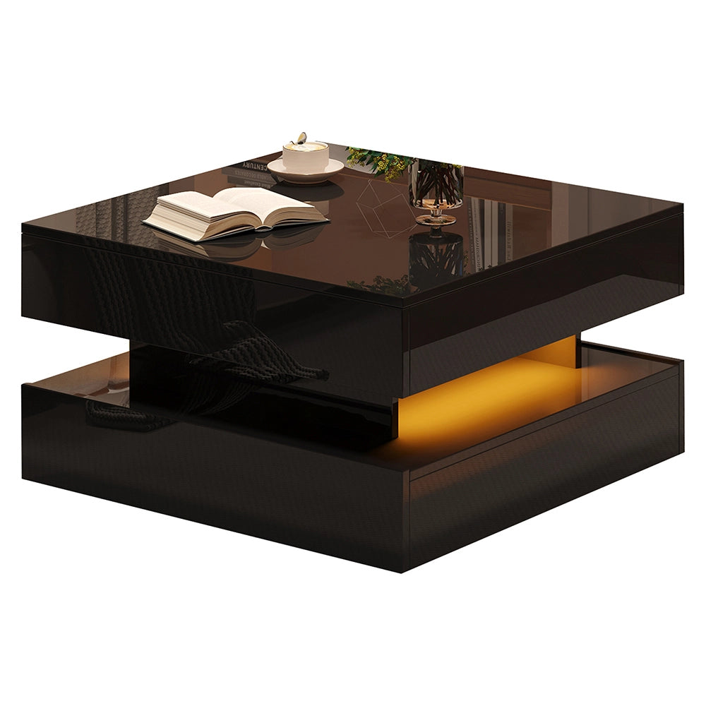 Tavolino regolabile - Xylo - 65x65cm LED 2 cassetti nero
