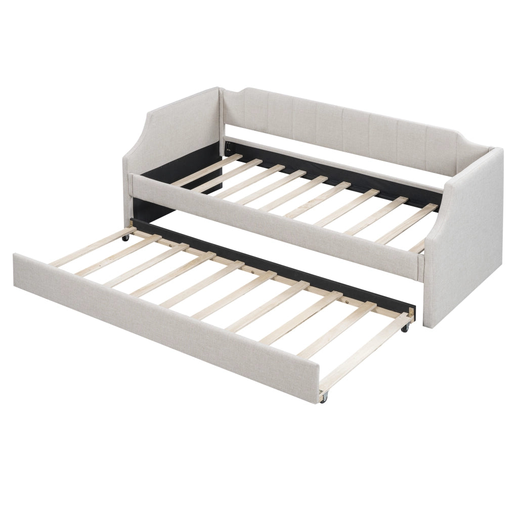 Letto Singolo Imbottito con Rollbett ¨C MINIMAL ¨C Beige 90x200