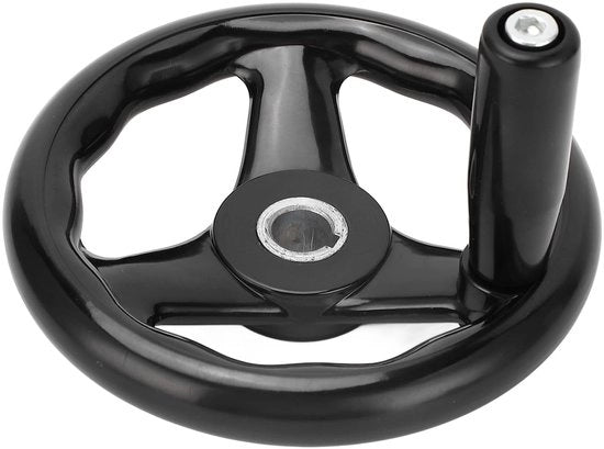 Manubrio a Mano con Ruota di Acciaio Inox - 16x160MM - Manubrio Removibile - Meccanismo Rotante - Adatto per Tornio/Fresatrice - Materiale Resistente in Plastica