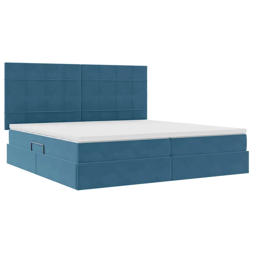 Letto con contenitore e materasso Blu Scuro 200 x 200 cm