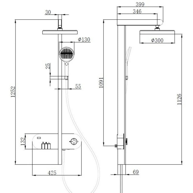 Colonna doccia Pegasus con comandi, miscelatore e display LED cromo Aquasanit