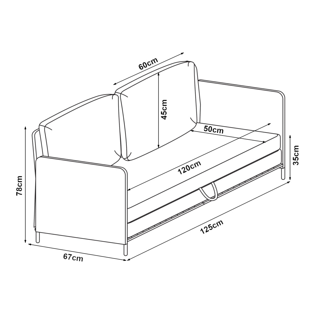 Divano Letto Estensibile Soini 1 Piazza e Mezza 120 x 186 cm Marrone [en.casa]