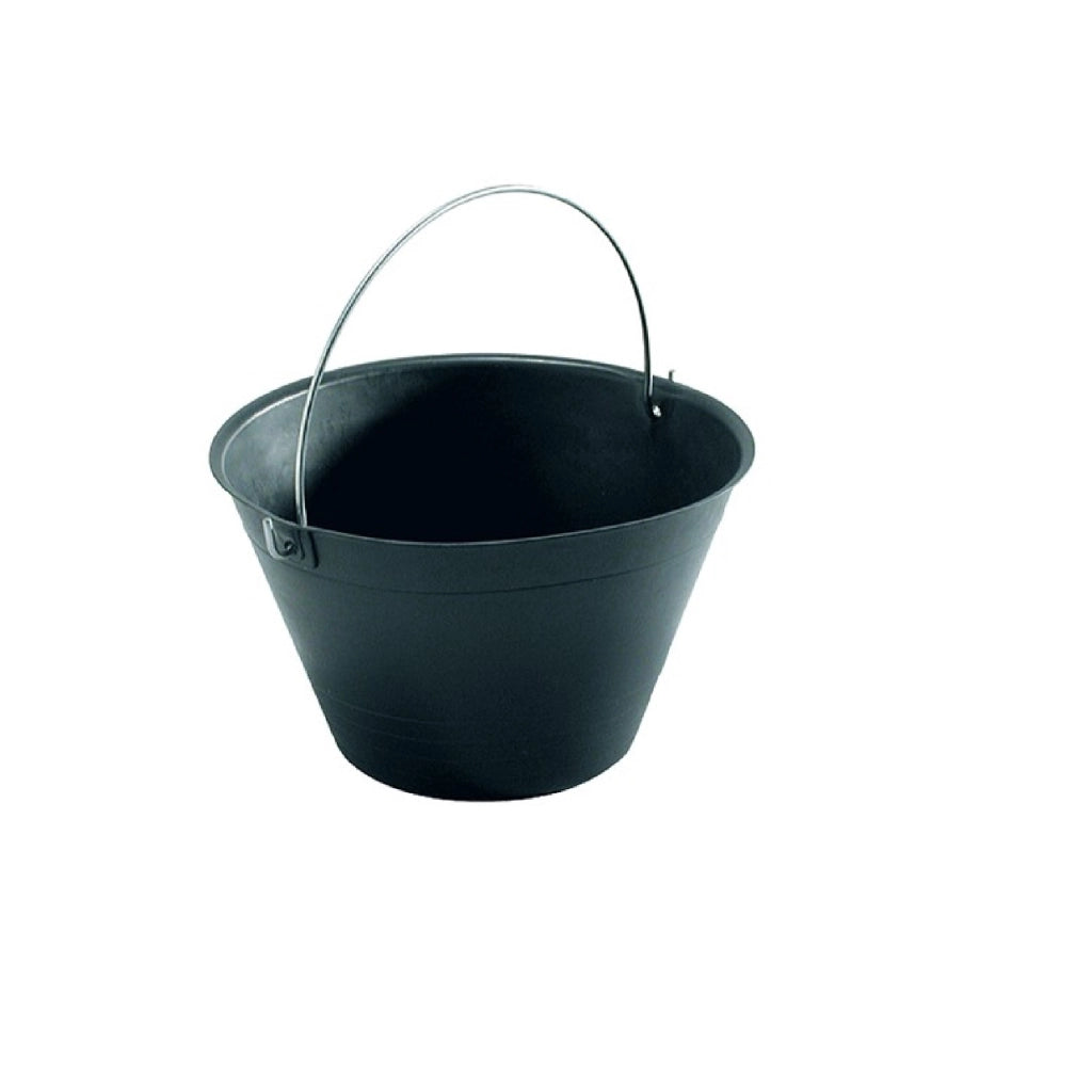 Secchio per muratore in plastica nera con un manico Ø mm 340