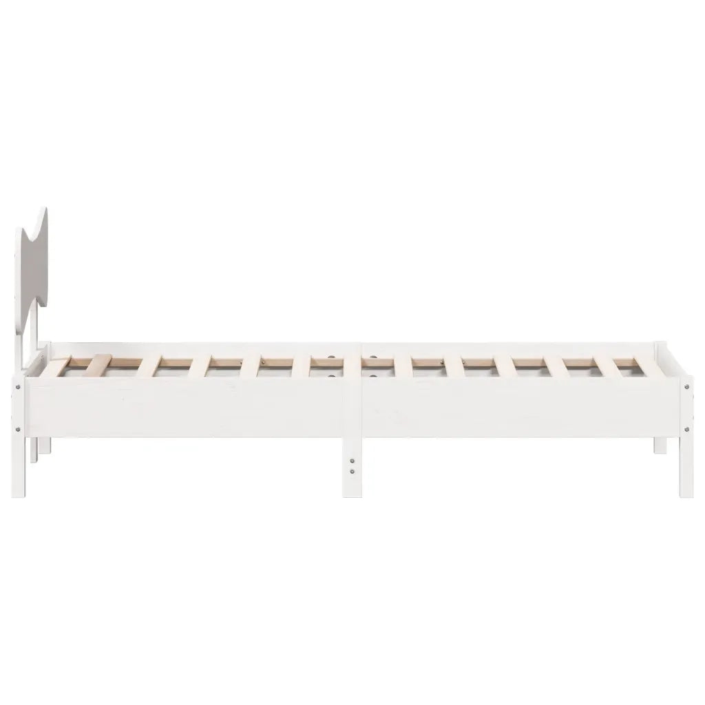 Letto singolo | Letto per adulti | Giroletto senza Materasso Bianco 100x200 cm Legno Massello Pino