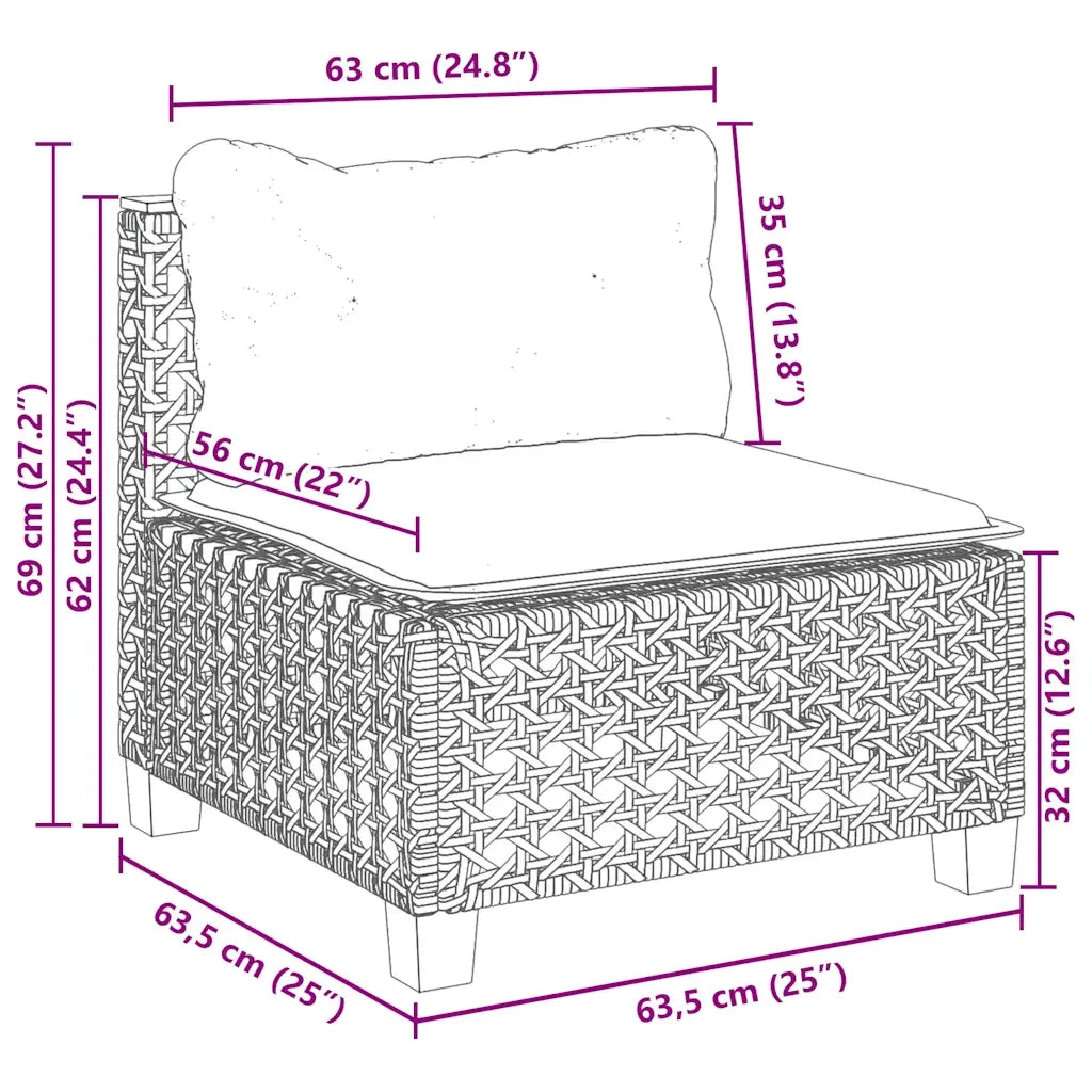 Set Divani da Giardino 7 pz con Cuscini Beige in Polyrattan 3261748