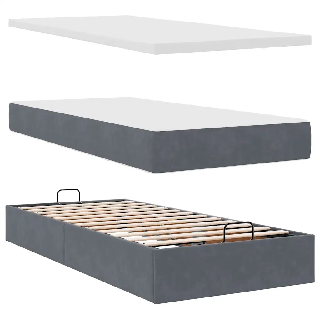 Struttura Letto Pouf con Materasso 100x200 cm Velluto 3312531