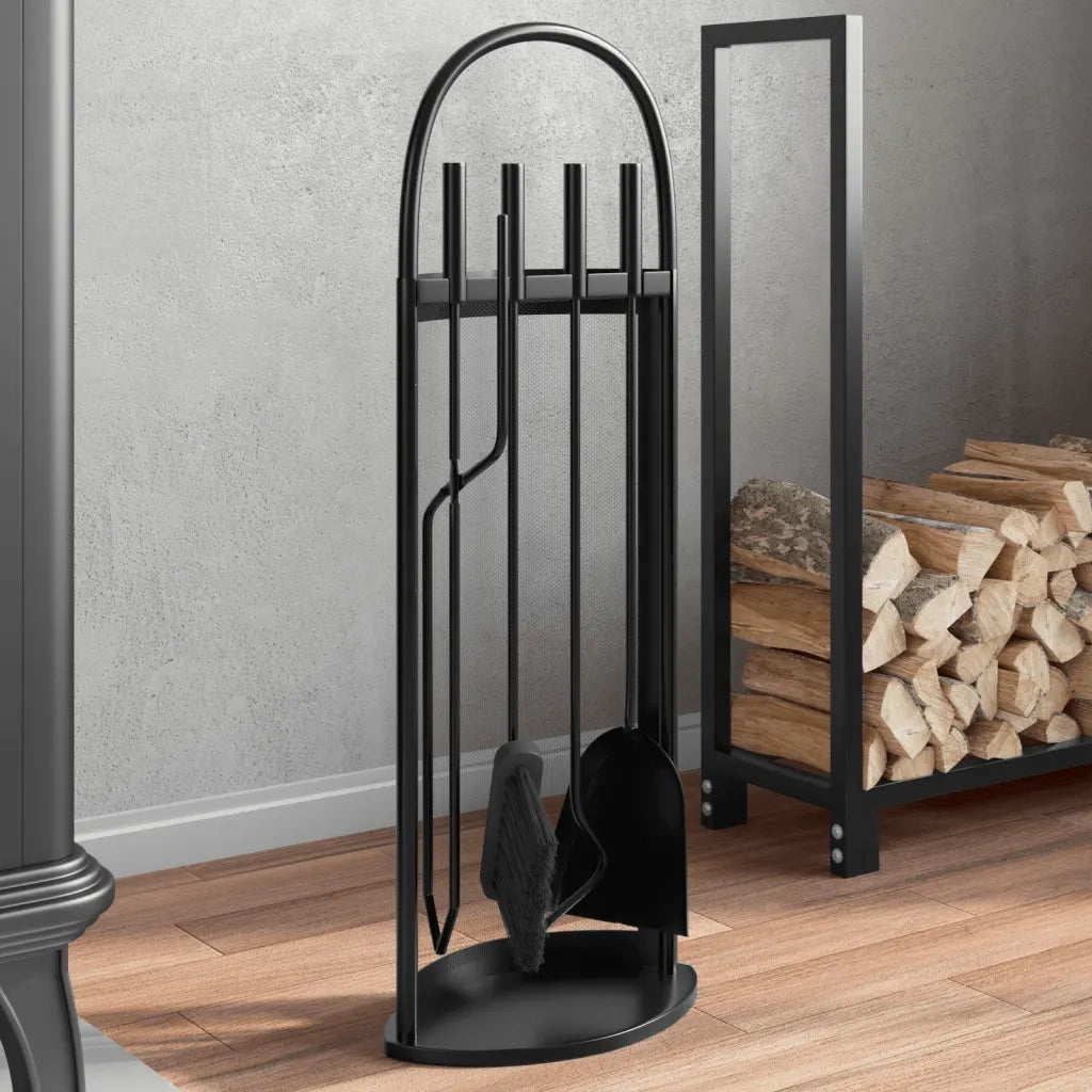 Set di attrezzi per camino 5 pezzi 23x15x66 cm in acciaio 156379