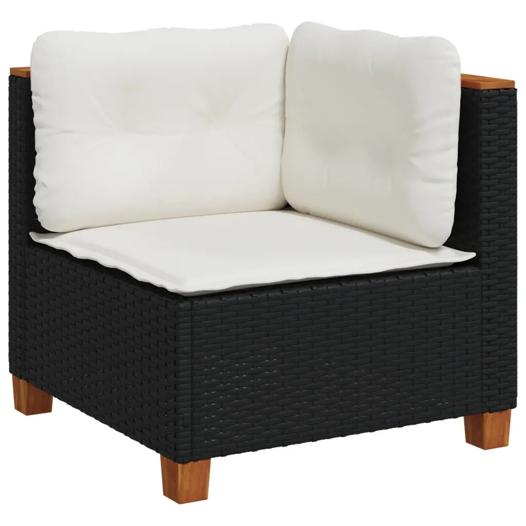 Set Divani da Giardino 9 pz con Cuscini Nero in Polyrattan 3261989