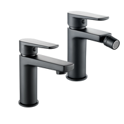 Coppia miscelatore rubinetto bidet e miscelatore lavabo linea africa nero opaco